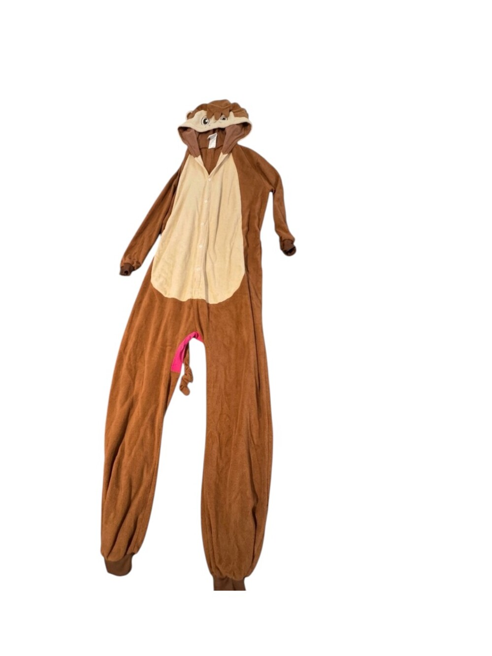 Monkey Hooded Jumpsuit Size Small Brown Adult Unisex Costume